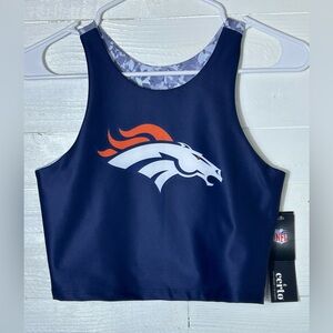 NWT Certo Crosstown midi NFL Denver Broncos Football crop sports bra. Womens M.